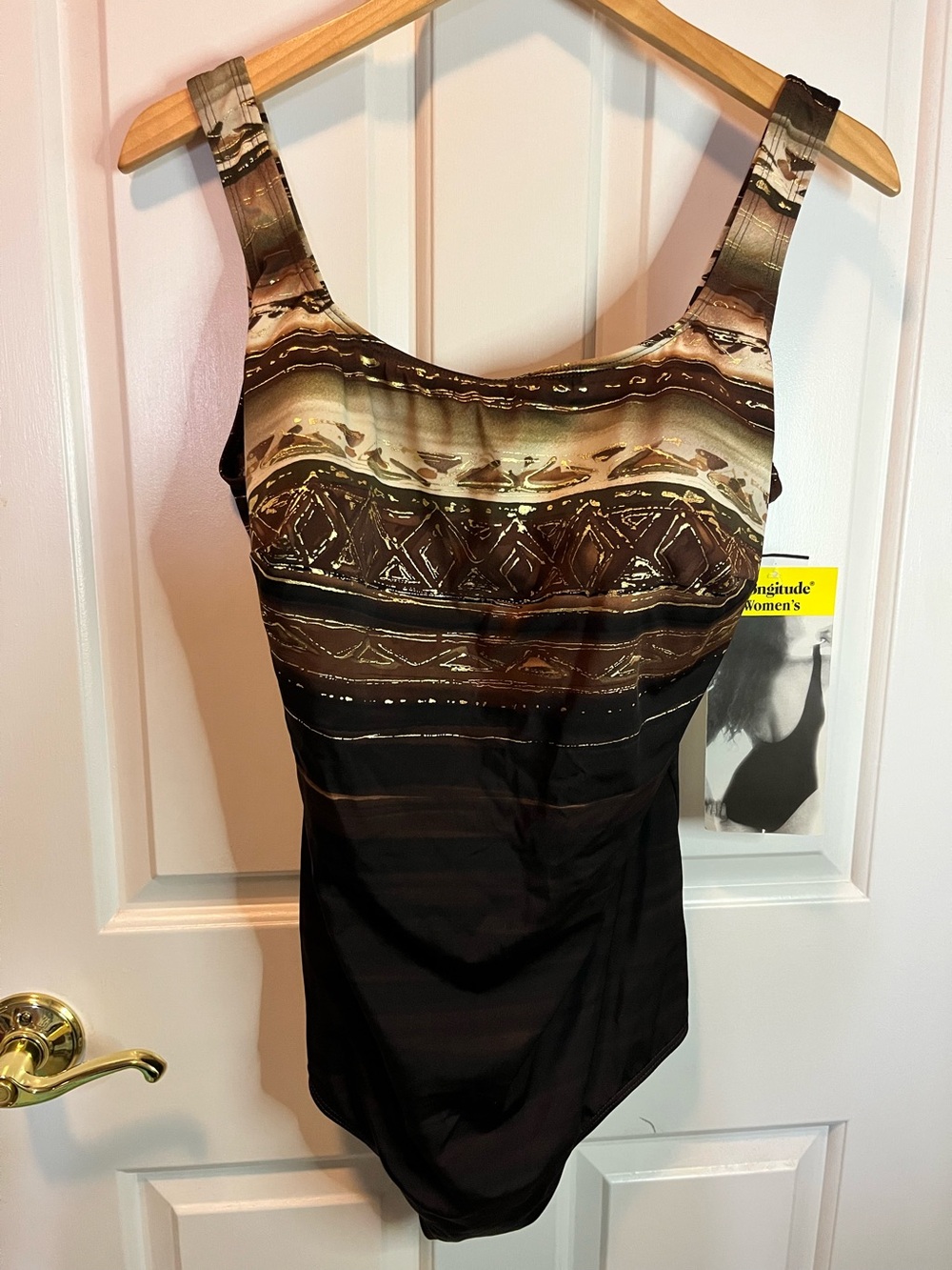 NWT Longitude One-Piece Swimsuit in Brown & Black Sz 22W